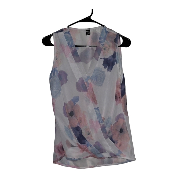 Shein women's wrap sleevesless top in size medium color purple and blue … - Picture 1 of 9